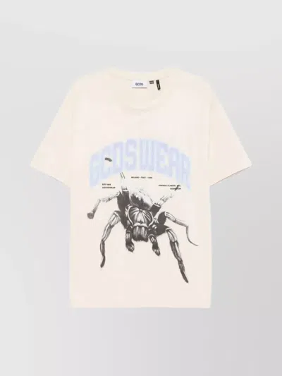 Gcds Spider Graphic Print Crew Neck T-shirt In White