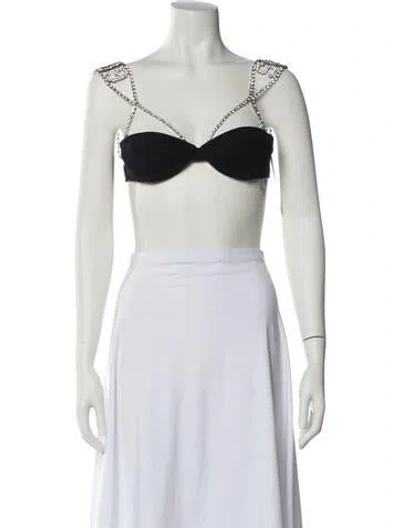 Pre-owned Gcds Square Neckline Sleeveless Crop Top In Black