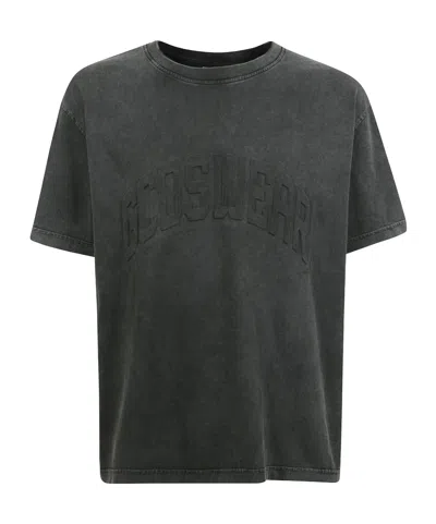 Gcds Stone Washed Crewneck T-shirt In Gray