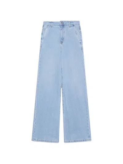 Gcds Stone-washed Wide-leg Jeans In Blue