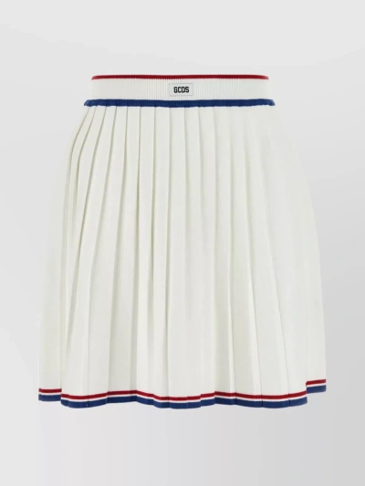 Gcds Pleated Knit Skirt In White