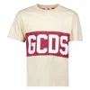 Gcds Stripe Logo Band Cotton T-shirt In Neutral