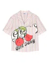 Gcds Stripe-pattern Graphic-print Shirt In White