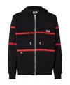 Gcds Stripe-print Zip-up Hoodie In Black