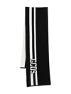Gcds Striped Cotton Scarf In Black