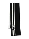 Gcds Striped Cotton Scarf In Black