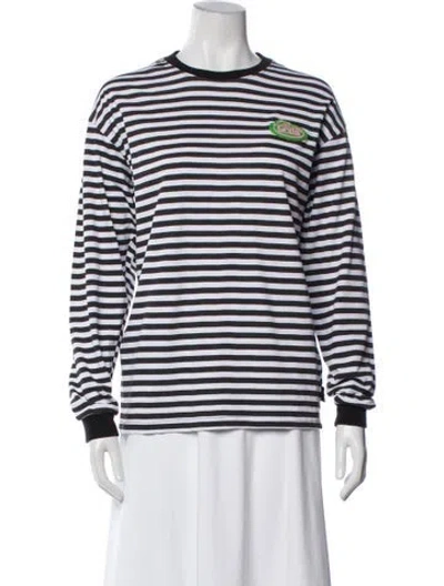 Pre-owned Gcds Striped Crew Neck T-shirt In White