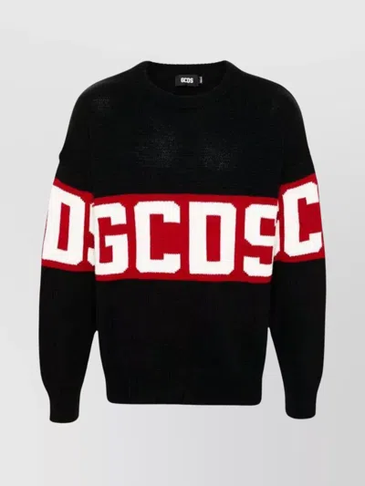 Gcds Striped Crewneck Sweater Logo In Multi