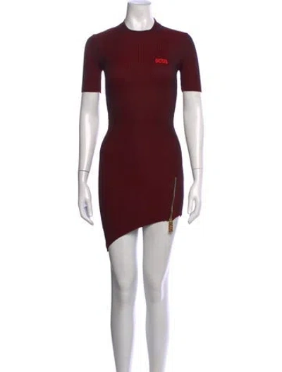 Pre-owned Gcds Striped Mini Dress In Burgundy