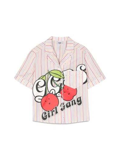 Gcds Kids' Striped Shirt Print In Multicolour