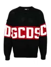 Gcds Black Sweater With Bold Red Band And Block Letters In Black