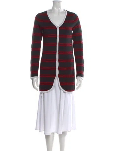 Pre-owned Gcds Striped V-neck Sweater In Multi