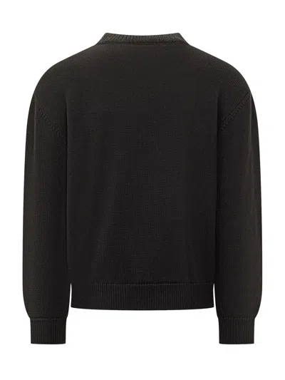 Gcds Studded Logo Crewneck Sweatshirt In Black/silver
