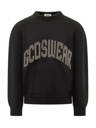 Gcds Studded Logo Crewneck Sweatshirt In Black