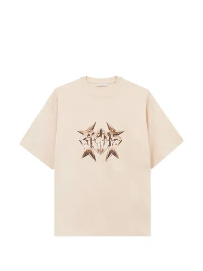 Gcds Studded Logo-detail T-shirt In Neutral