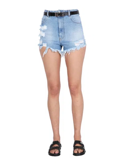 Gcds Stylish Denim Mini Shorts For Women In Blue