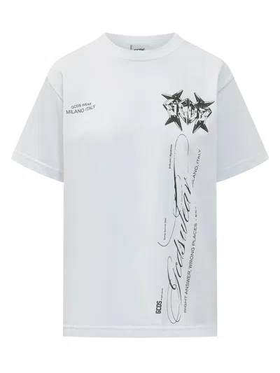Gcds Stylish Graphic T-shirt In White
