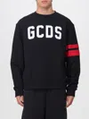 Gcds Crew Neck Sweater With Bold Logo And Striped Accents In Black