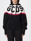 Gcds Logo Knit Cropped Hoodie In Black