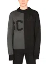 Gcds Color Block Sweater In Black And Anthracite In Black