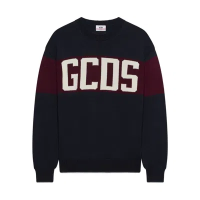 Gcds Man Knitted B2cm1505ki4 77 Band Logo Crew Blue