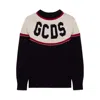 Gcds Black Sweater With Contrast Logo  In Black