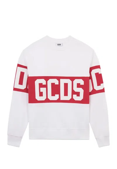 Gcds Sweatshirt Band Logo Crew In White