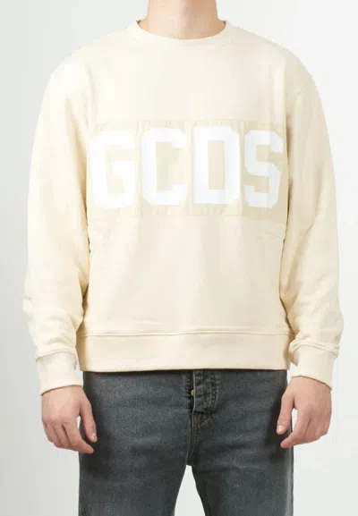 Gcds Sweatshirt Band Logo Nylon Crewneck In Neutral