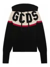 Gcds Logo Knit Cropped Hoodie In Black