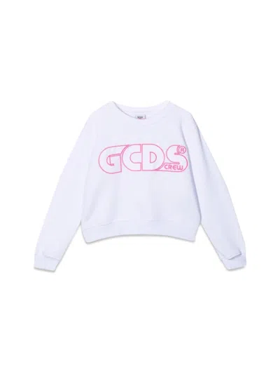 Gcds Sweatshirt Cropped Girl In White
