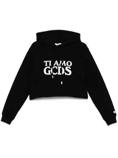 GCDS GCDS SWEATSHIRT WITH TI AMO GCDS PRINT AND HOOD
