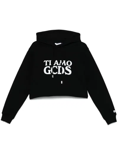 GCDS SWEATSHIRT WITH TI AMO GCDS PRINT AND HOOD