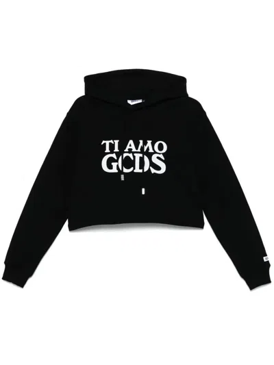 GCDS SWEATSHIRT WITH TI AMO GCDS PRINT AND HOOD