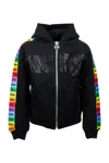 Gcds Sweatshirt With Zip And Hood With Logo Band On The Arms In Black
