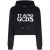 Gcds Ti Amo Cropped Hoodie In Black