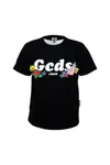 Gcds Short Sleeve Crew Neck T-shirt With Rhinestone Applications In Black