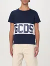 Gcds Dark Blue Cotton Band Logo T-shirt In Blue