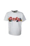 Gcds Short Sleeve Crew Neck T-shirt With Rhinestone Applications In White