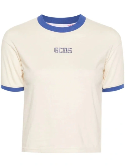 Gcds T-shirt With Rhinestones In Blue