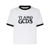 Gcds Boxy T-shirt Trim Contrast Crew Neck In White