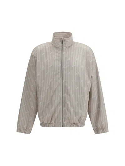 Gcds Taupe Mock Collar Jacket In Neutral