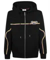Gcds Black Waved Logo Hoodie In Black