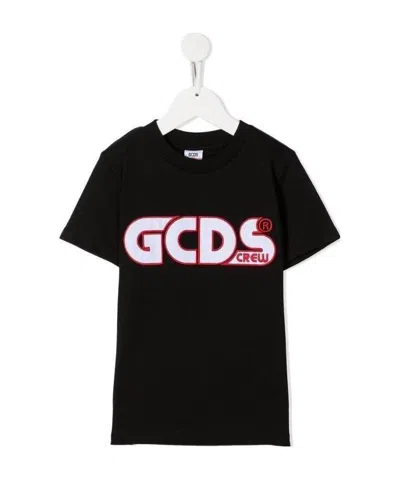 Gcds Teen Logo-print Cotton T-shirt In Black
