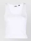 Gcds Textured Ribbed Sleeveless Top In White