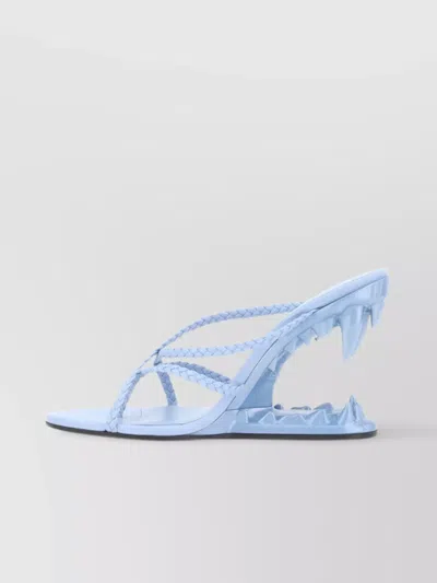 Gcds Thong Sandals With Braided Straps And Novelty Heel In Blue