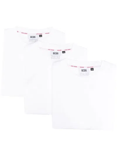 Gcds Three-pack Cotton T-shirt Clothing In White