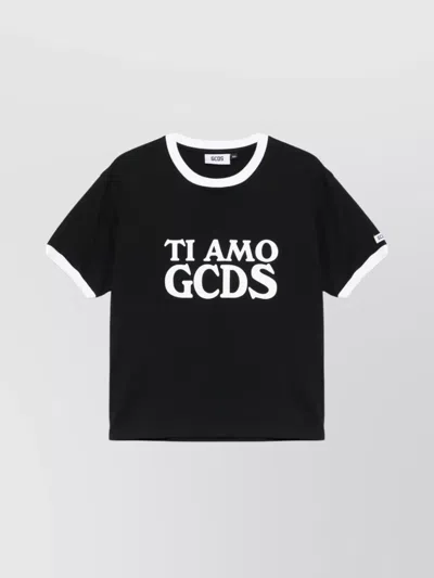 Gcds Ti Amo Boxy Crewneck T-shirt In Black