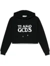 Gcds Cropped Hoodie With Drawstring And Ribbed Cuffs