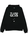 Gcds Cotton Hooded Sweatshirt Kangaroo Pocket In Black