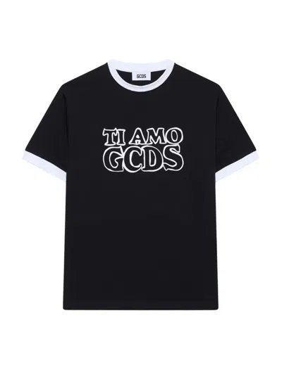 Gcds Ti Amo " Outlined Logo T-shirt In Black